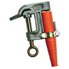 Salisbury 24410 1.25`` Aluminum ``C`` Type Grounding Clamp with Smooth Jaw and Flat Lower Jaw - Acme Thread