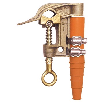 Salisbury 4255 1.25`` Bronze ``C`` Type Grounding Clamp with Smooth Jaw and Curved Lower Jaw - Acme Thread