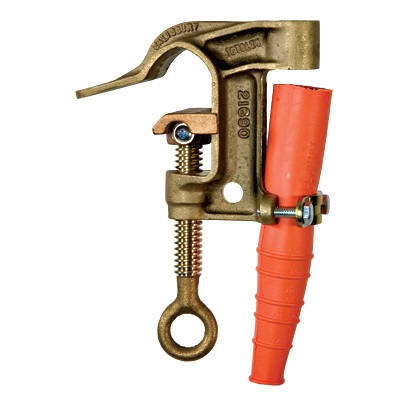 Salisbury 4279 1.25`` Bronze ``C`` Type Grounding Clamp with Serrated Jaw and Flat Lower Jaw - Acme Thread