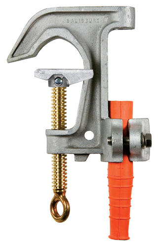 Salisbury 4311 2.4`` Bronze ``C`` Type Grounding Clamp with Smooth Jaw and Flat Lower Jaw - Acme Thread