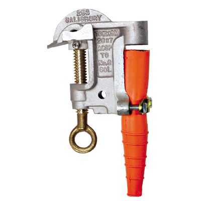 Salisbury 4388 Aluminum ``C`` Type Grounding Clamp with Smooth Upper Jaw and Curved Lower Jaw - Acme Thread