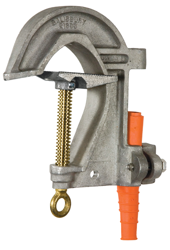 Salisbury 9967  6.62`` Adjustable Aluminum ``C`` Type Grounding Clamp for Round, Square, Rectangle, or ``H`` Section Substation Buses - Acme Thread